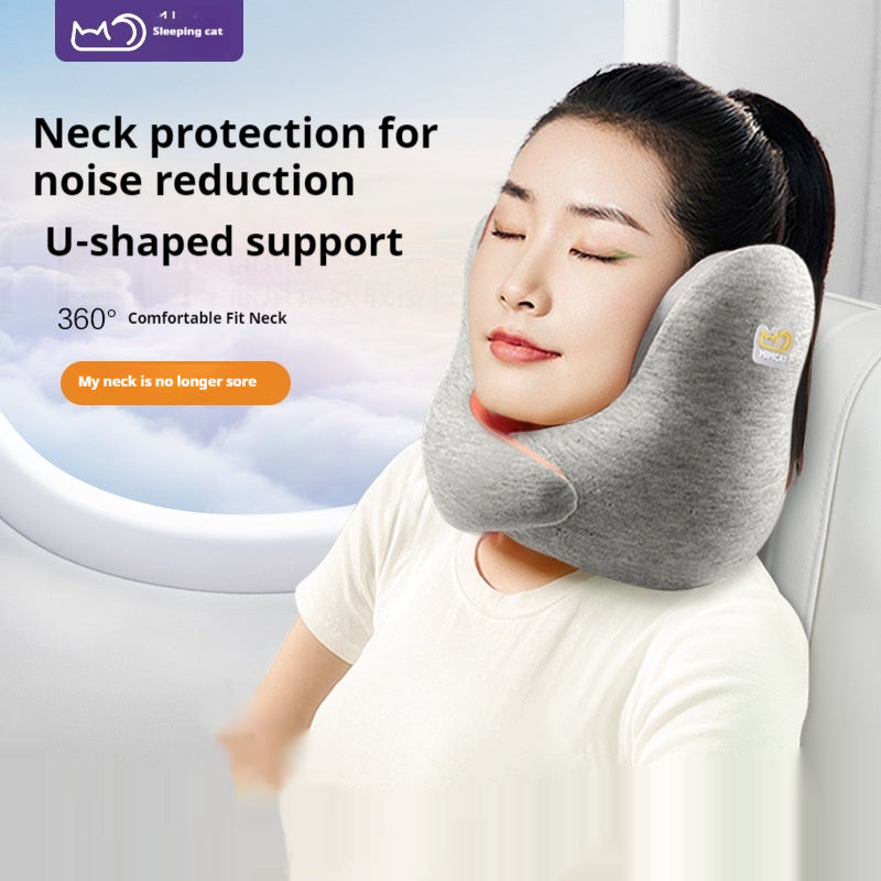 Soundproof Memory Foam U-Shaped Travel Pillow — Neck Support, Noise Reduction & 360° Comfort