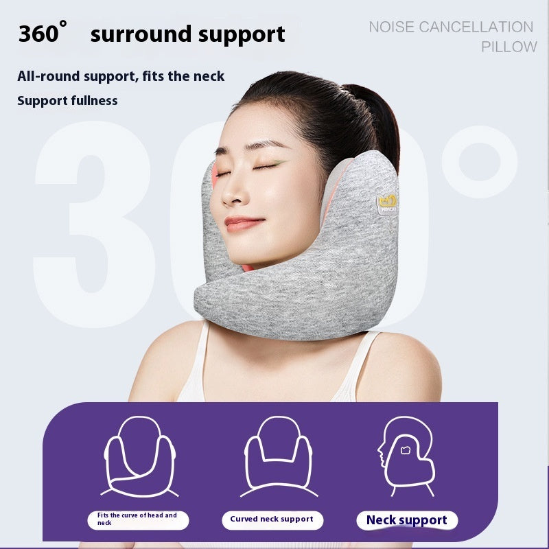 Soundproof Memory Foam U-Shaped Travel Pillow — Neck Support, Noise Reduction & 360° Comfort