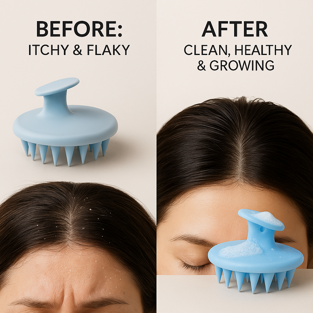 Silicone Scalp Massage Shampoo Brush — Deep Clean, Hair Growth & Anti-Dandruff Comb