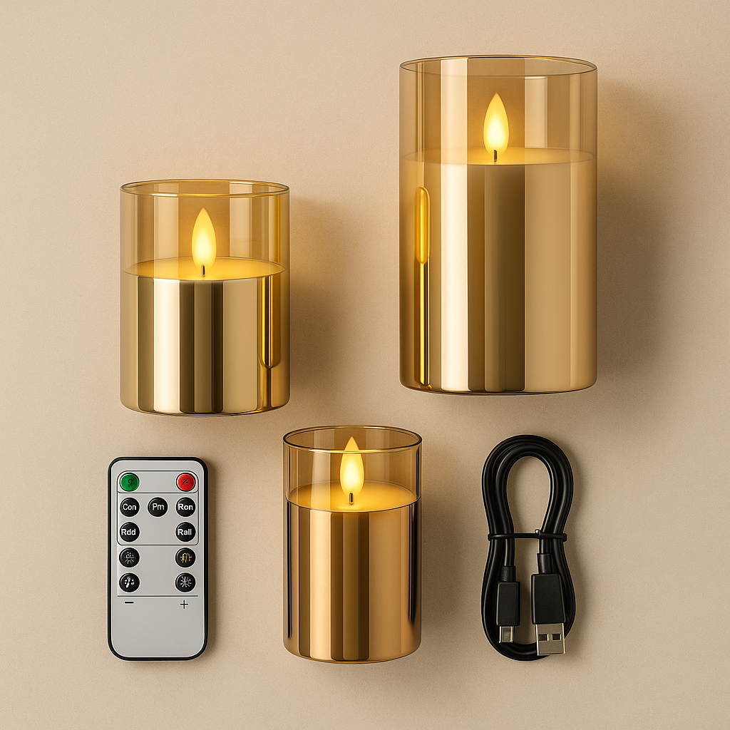 Rechargeable Electroplated Glass LED Candle Lights — Premium Flameless Décor