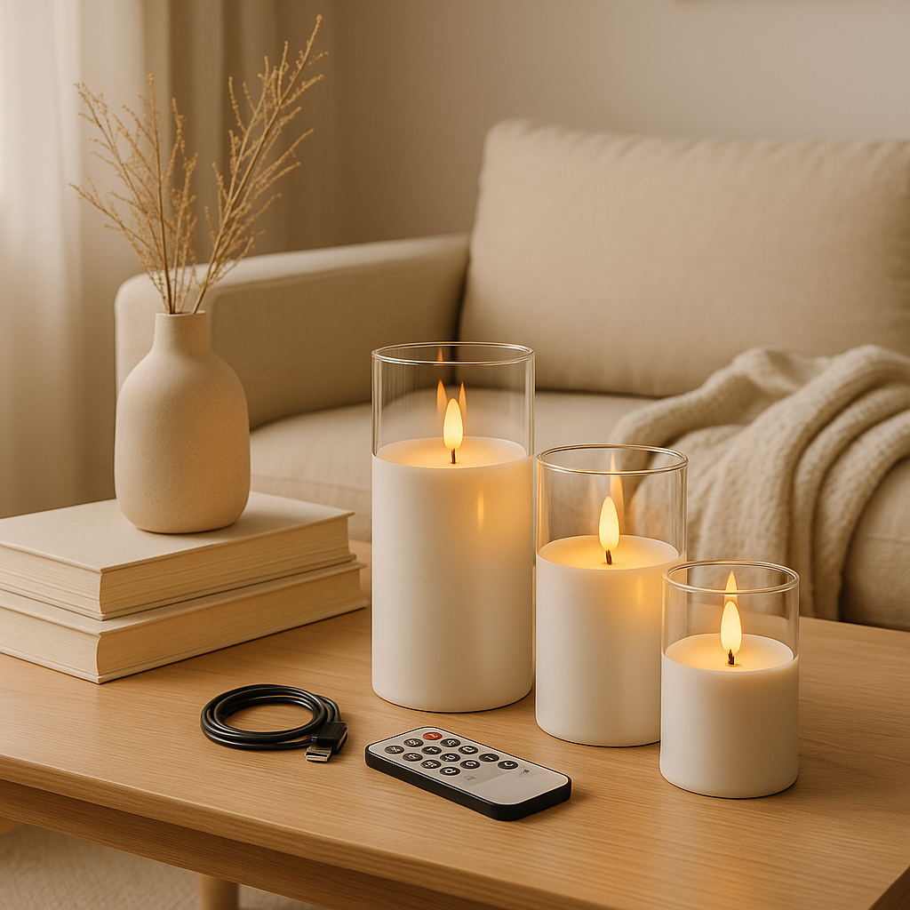 Rechargeable Electroplated Glass LED Candle Lights — Premium Flameless Décor