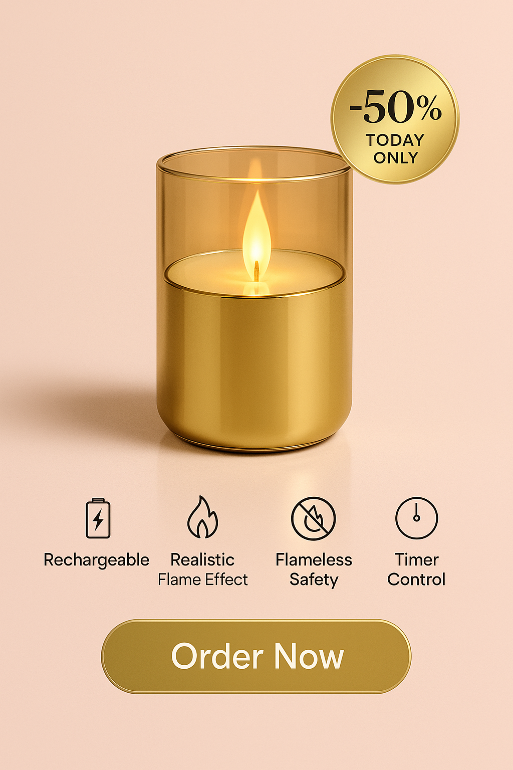 Rechargeable Electroplated Glass LED Candle Lights — Premium Flameless Décor