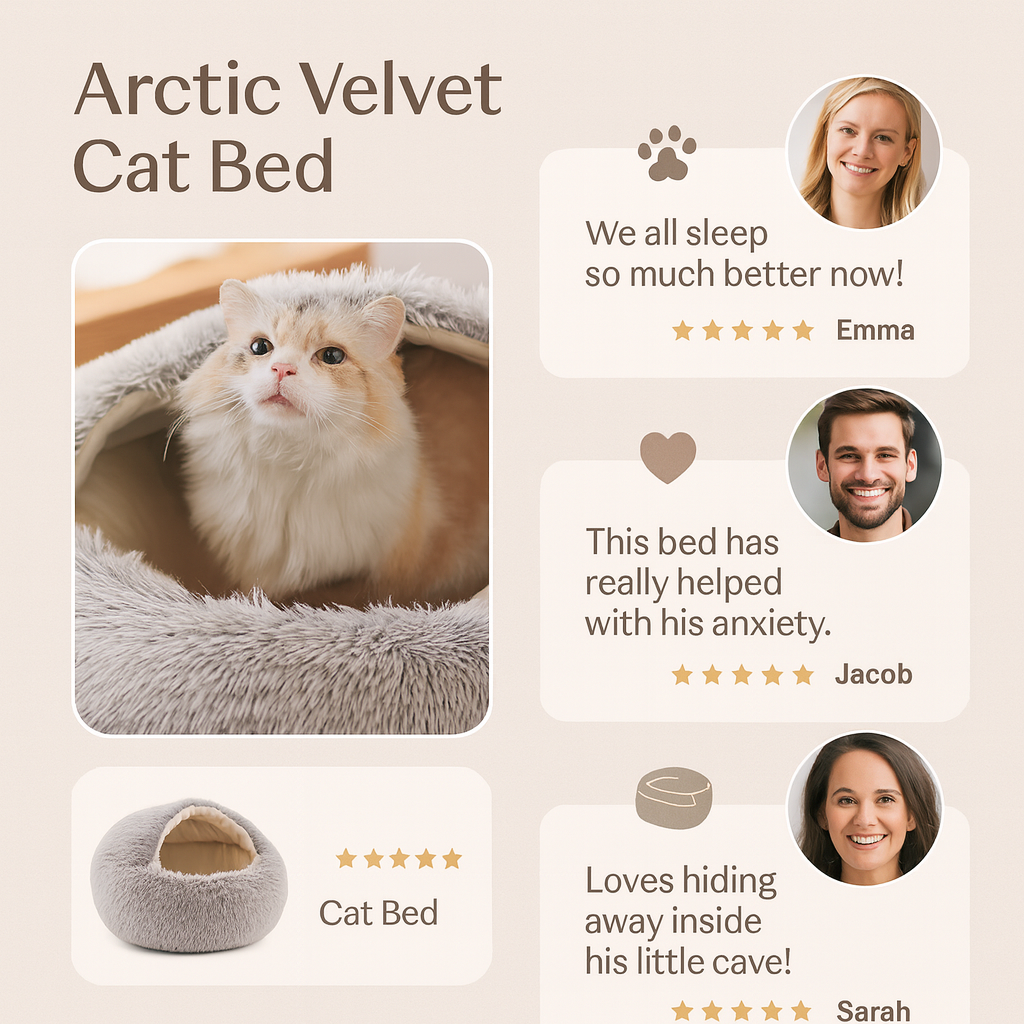 Cozy Fluffy Semi-Enclosed Cave Bed for Cats & Puppies – Warm Winter Anti-Anxiety Pet Bed