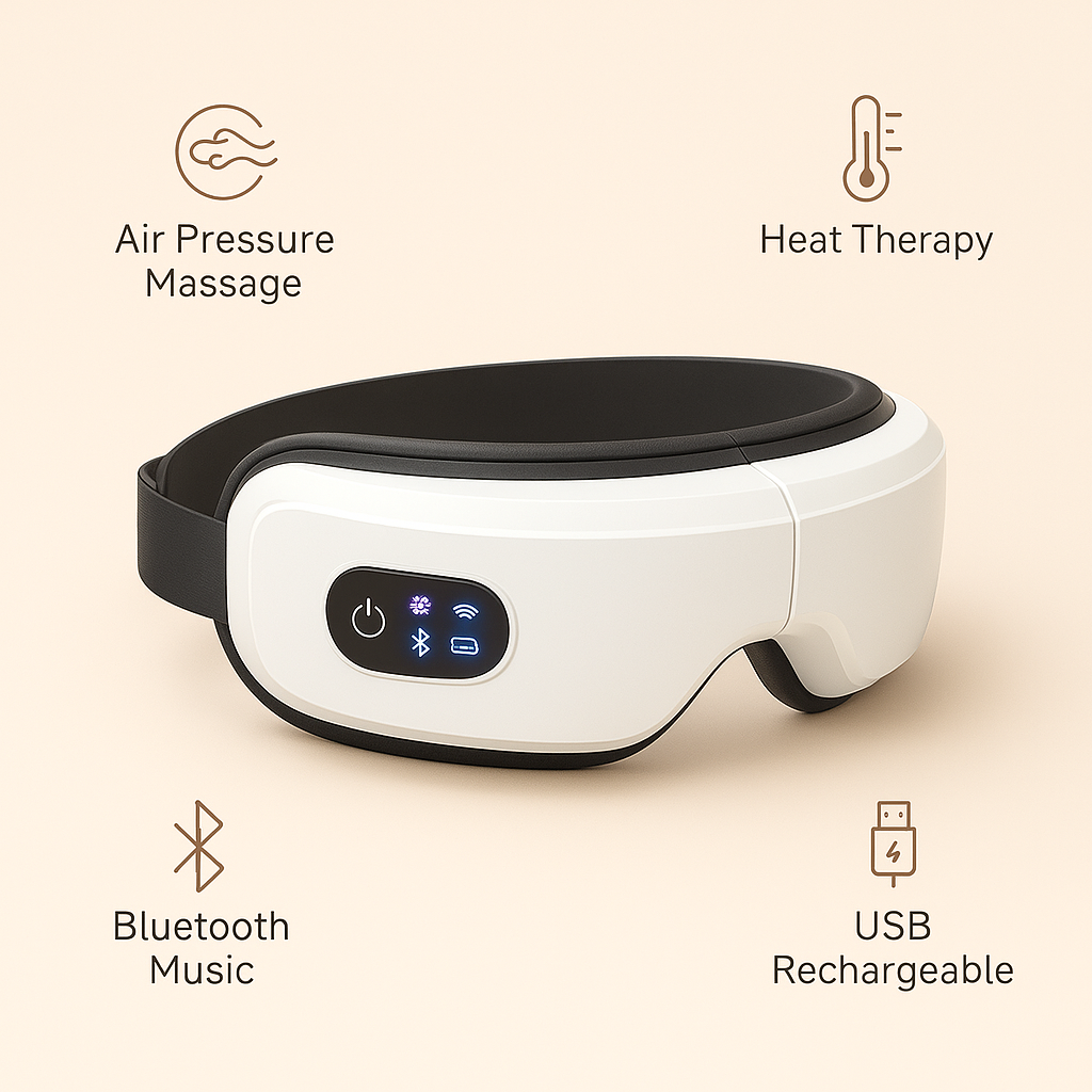 Smart Air Pressure Eye Massager with Warm Compress — Portable Eye Spa
