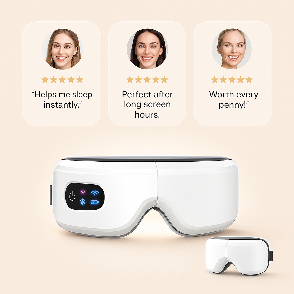 Smart Air Pressure Eye Massager with Warm Compress — Portable Eye Spa