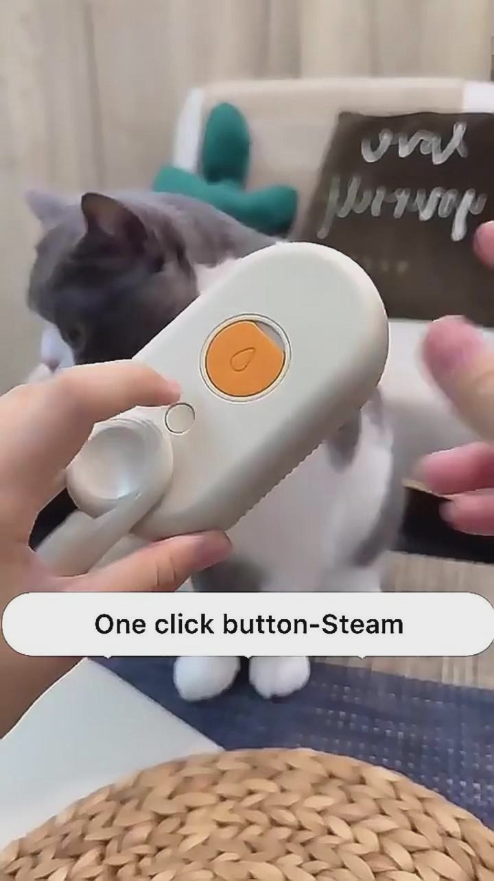 3-in-1 Electric Cat Steam Brush – Spray Grooming Comb for Hair Removal & Soothing Massage