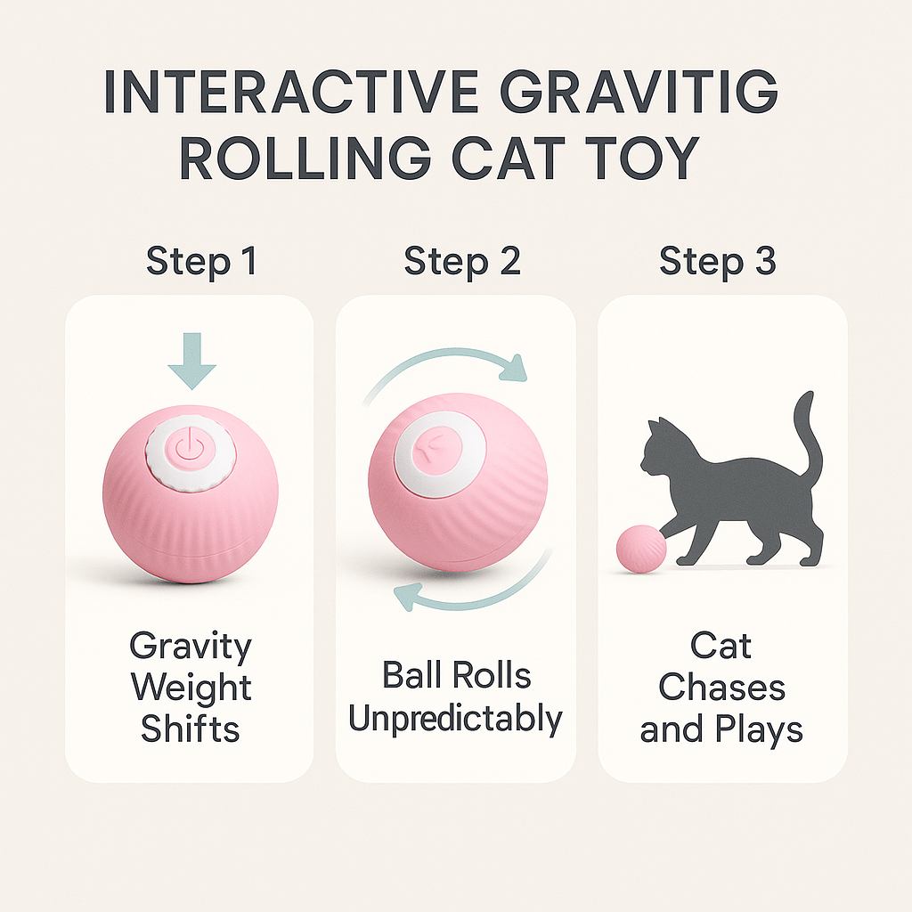 Interactive Gravity Rolling Cat Toy — Teasing Ball for Exercise, Play & Mental Stimulation